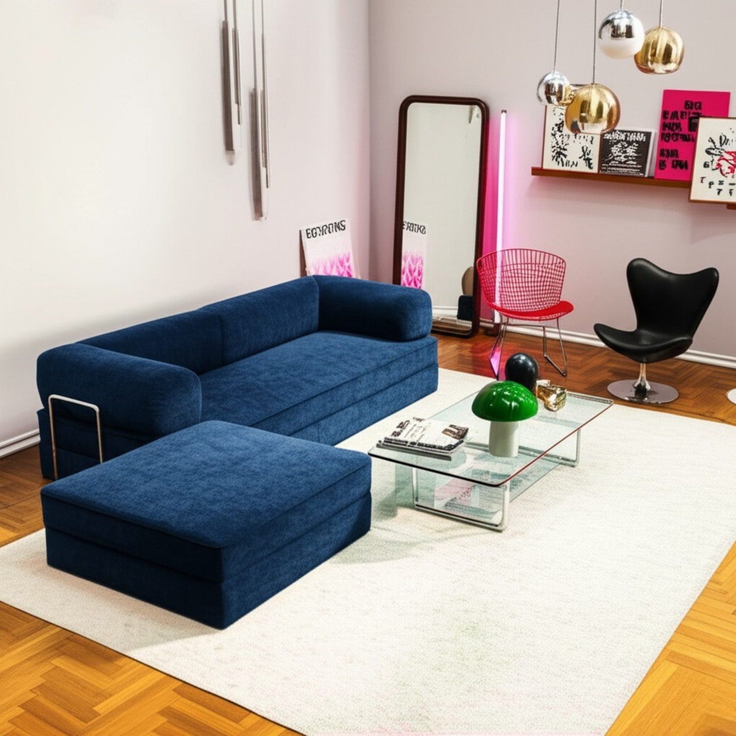 Olio Navy Blue Modular Corner Sofa