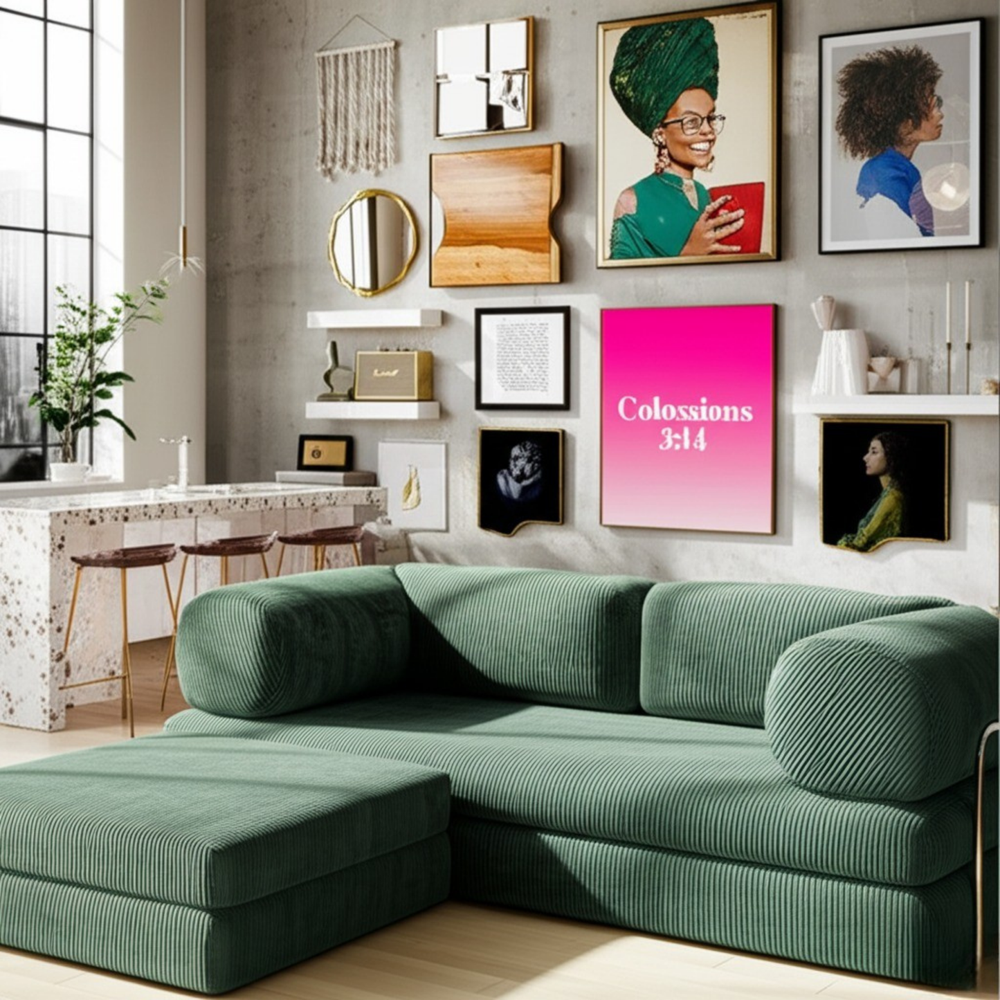 Olio Green Modular Corner Sofa