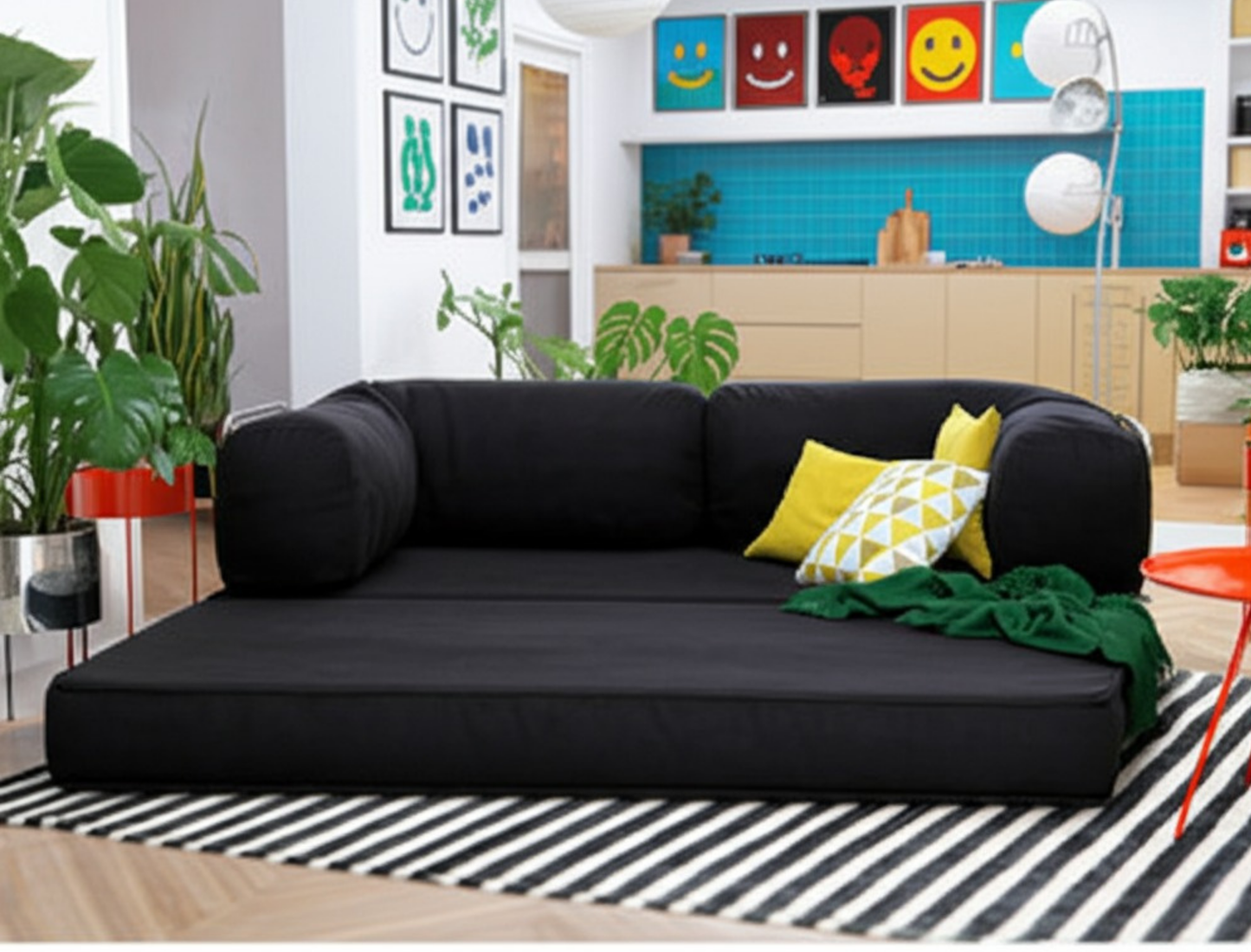 Olio Black Modular Corner Sofa
