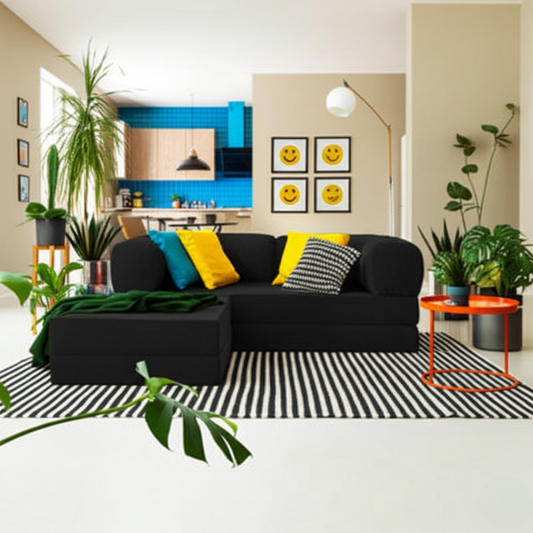 Olio Black Modular Corner Sofa