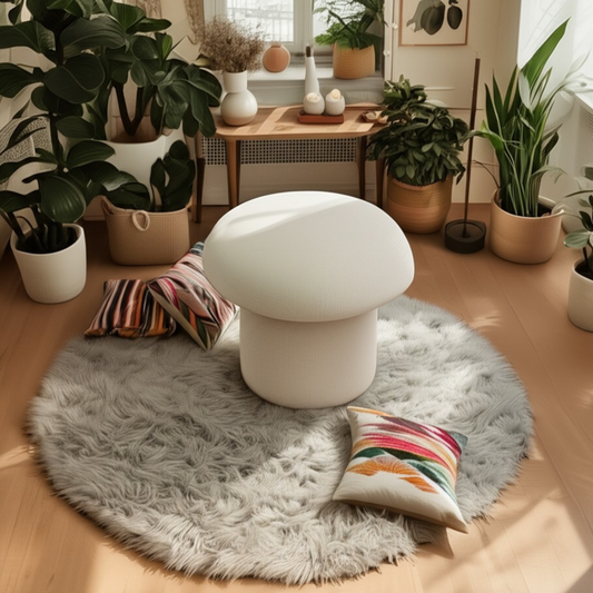 White Dore Mushroom Pouf