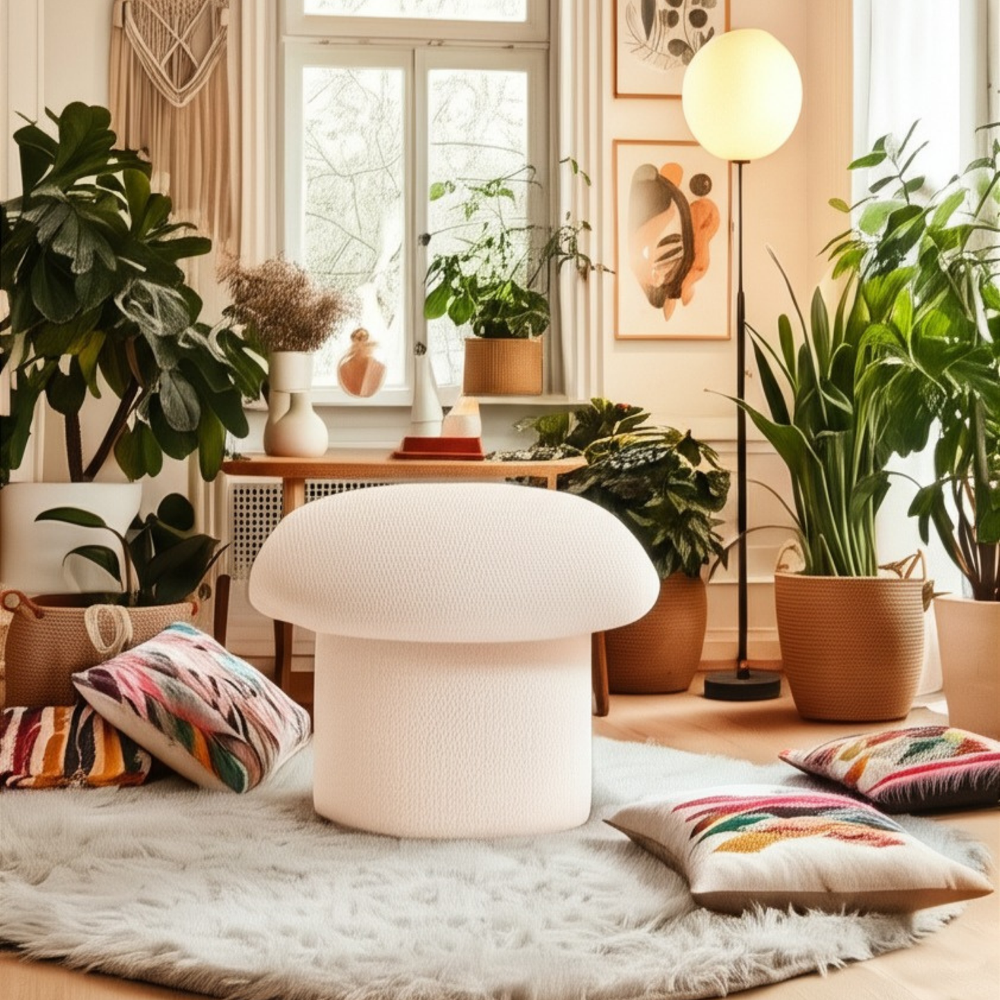 White Dore Mushroom Pouf